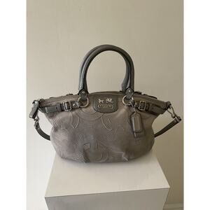 Coach Madison Stitched Iridescent Leather Gray Bag Purse